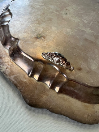 Antique silver plated footed platter|72130