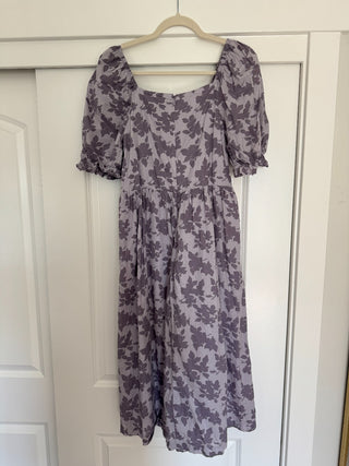 1X - Purple Floral Ruffled Layered Dress - RSV|83202