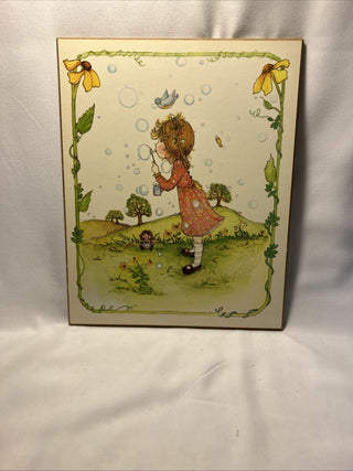 Vintage Denise Flemming, little girl blowing bubbles SB MTS