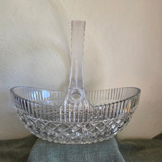25% OFF - Vintage Mikasa - Oval Crystal Glass Basket w/ Handle