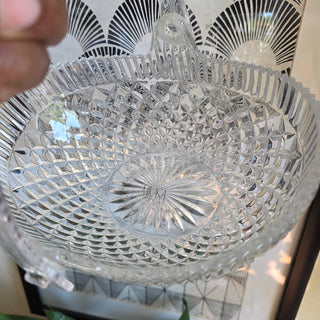 25% OFF - Vintage Mikasa - Oval Crystal Glass Basket w/ Handle