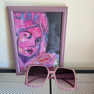 Mauve Pink Graphic Art Wooden Frame 5x7