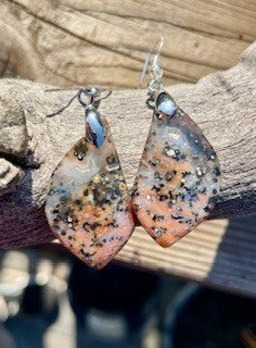 Natural Honey Dendrite Agate Earrings Sterling Silver Hooks RCD