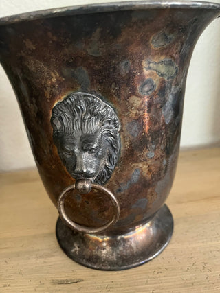 VINTAGE SILVER CHAMPAGNE BUCKET W/ALUMINUM INSERT WONDERFUL PATINA 30-YEAR SERVICE AWARD 1986|71910
