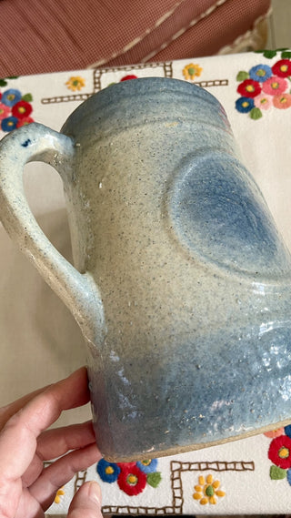 BP Antique Pottery Salt Glazed Stoneware Pitcher large W/ Butterfly RCD|81629