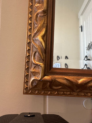 Beveled Mirror by Robert Grace, gold ornate frame 8"x8" RCD|101969
