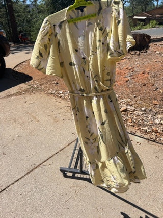 RACHEL Rachel Roy yellow floral wrap midi dress 2X