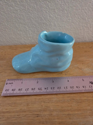 Vintage Light Blue Ceramic Baby Shoe Planter|98778