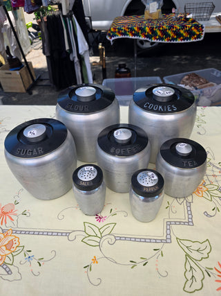 RF 1950's 7 Piece Spun Aluminum Cannisters