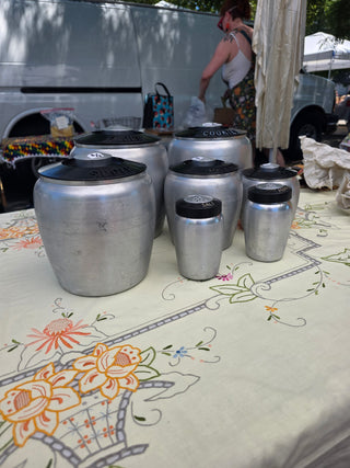 RF 1950's 7 Piece Spun Aluminum Cannisters