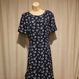 Women's - Vintage Talbots | 90's Blue Floral Button Up Dress (M/L) (BRI) - MTS