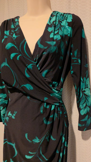 Women's - Lauren by Ralph Lauren | Black Wrap Dress with Green Florals (12)