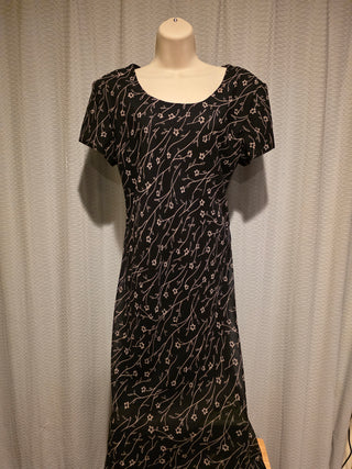 Women's - Vintage Jessica Howard | 90's Black Dress w/ Brown Floral details (14) (BRI) - MTS
