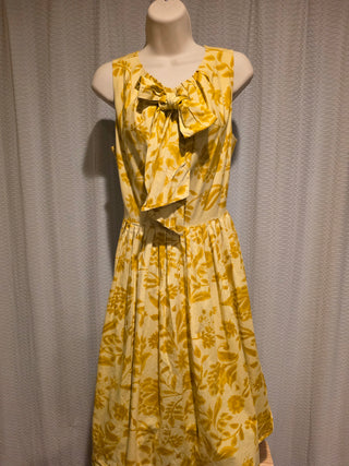 Women's - J. Peterman | Yellow Floral Dress w/ Bow (12) (BRI) - MTS
