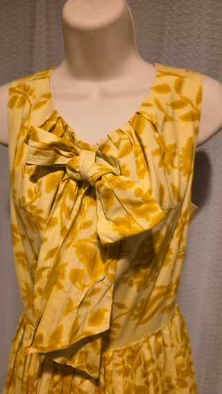 Women's - J. Peterman | Yellow Floral Dress w/ Bow (12) (BRI) - MTS