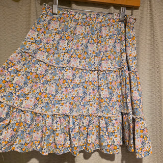 Women's - White Floral Tiered Skirt (S)