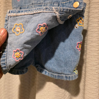 SALE - Girl's - Embroidered Floral Denim Skort Overalls (4T)