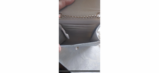 Silver evening Clutch with long metal chain #62 VV MTS|100666
