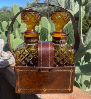 Vtg MCM Amber Glass Decanter Set RCD|88113