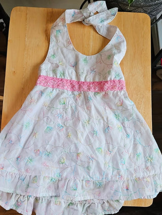 SALE - Girl's White Halter Top with Floral Embroidery - Size 6