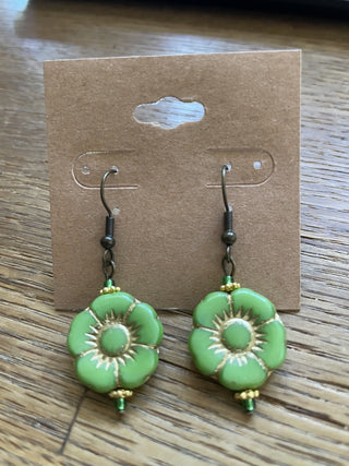 Earrings Green Flower RSV|69976