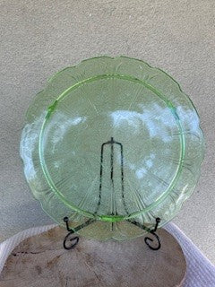 Vaseline/Uranium Cherry Blossom Footed Cake Plate RCD
