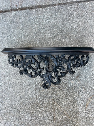 Vintage Mid Century Hollywood MCM Burwood Large Ornate Wall Shelf