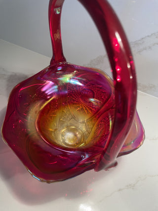 Indiana Sunset Carnival Glass Basket-RSV|75930