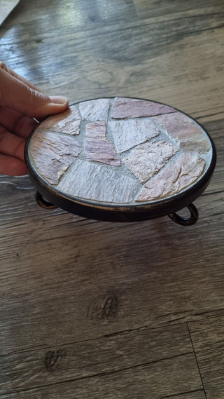Vintage metallic stone candle holder