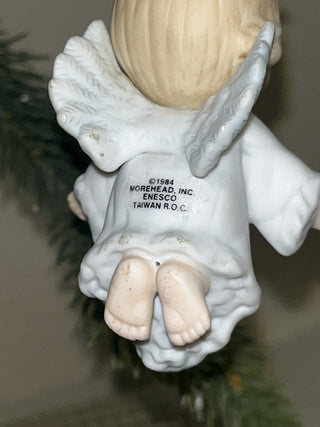 Vtg Enesco 1984 HOLLY BABES Angel Christmas Ornament RSV|128090