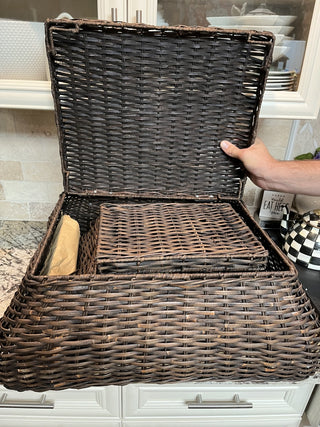 2 Piece Nesting Rattan Baskets with Tray Lids RCD|71279