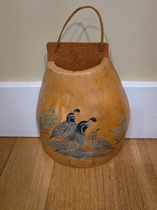 RF Hand Painted Quail Gourd Wall Pocket