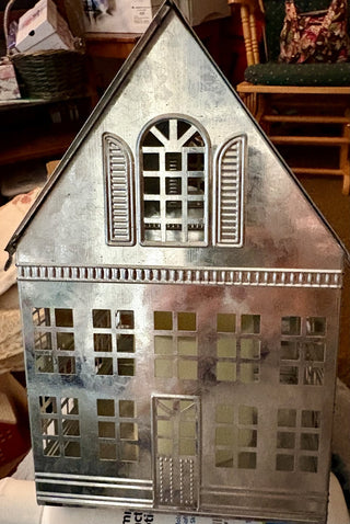 Metal House, LED candle, AA batteries Year 'round use!