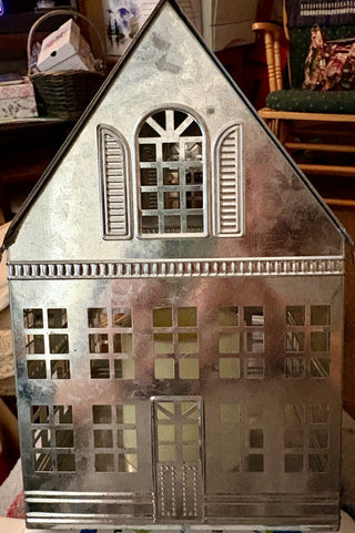 Metal House, LED candle, AA batteries Year 'round use!