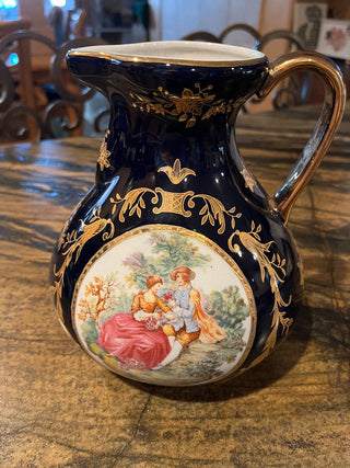 Navy and Gold and Decor Pitcher. Decor Not Food Safe. RSV|128607