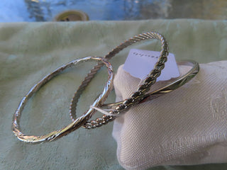 lot of 3 silver tone bangle bracelets RCD|122520