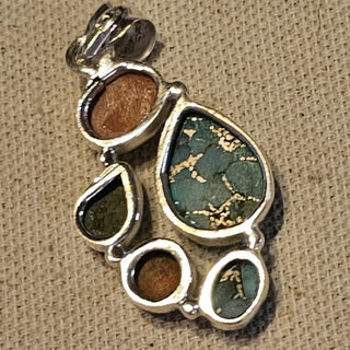 .925 5 stone  turquoise/ spiny oyster pendant|87821