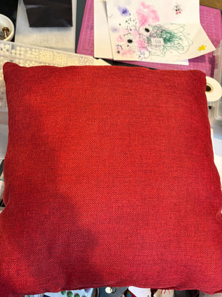 Santa Accent Pillow. 18"x18", red cloth back, santa face|120965