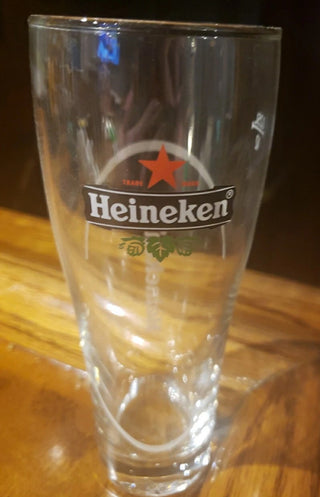 Heineken Pilsner Tall Beer Glass Red Star Logo 12 Ounce Bar drink #47 VV MTS|101996