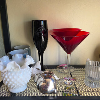SALE - Retro Red Martini Glasses - Set of 2