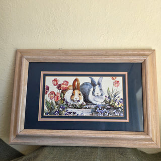 SEASONAL SALE - Jodi Jensen -  Bunnies & Flowers - Framed Artwork (BRI) - MTS