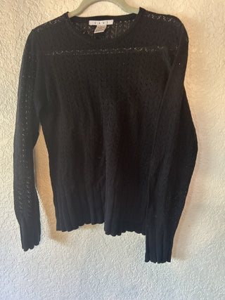 12F Cabi Black Lace Sweater Size L RSV|66907