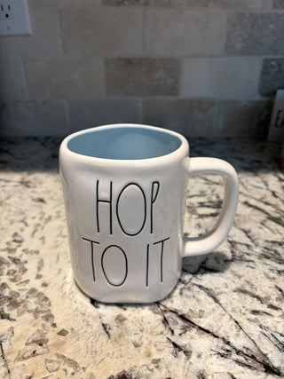 Rae Dunn Hop to It Mug (Blue Inside) RCD
