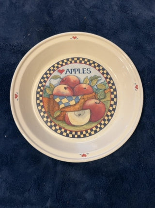 vintage Susan Winget "Harvest Fair" ceramic pie dish Apples