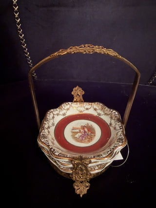 Mid Century Modern Le Petite individual 22K Ashtray w/Metal Holder Courting Scene Set / Three #62 VV MTS