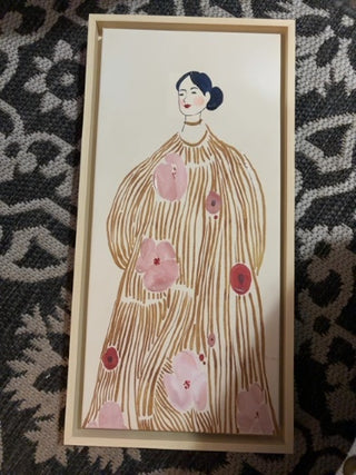 Floral Golden Lady Wall Hanging 9” x 18”