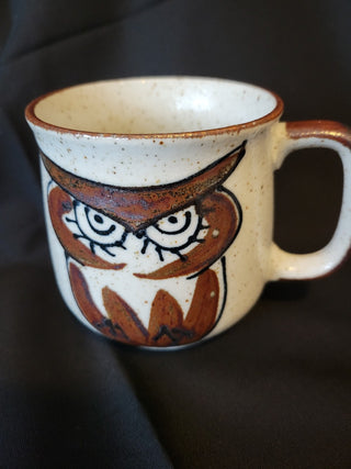 Studio Pottery Large Speckled Coffee Mug w/Owl RCD|61237