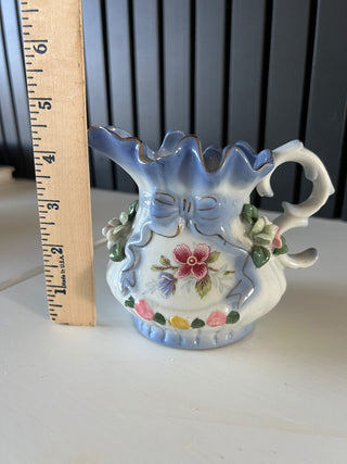 Vintage lusterware blue ribbon pitcher RSV|117068