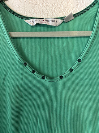 12F Y2K Tommy Hilfiger Jeans Green Tank Size M MTS|65095