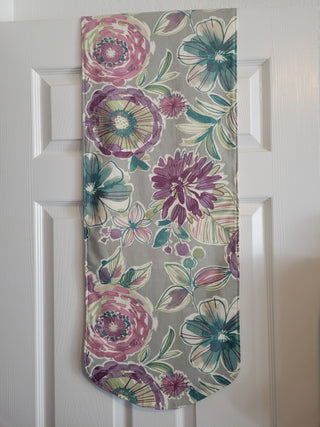 Table Runner 14" x 72" Gray w/Purple Flowers RCD|148494